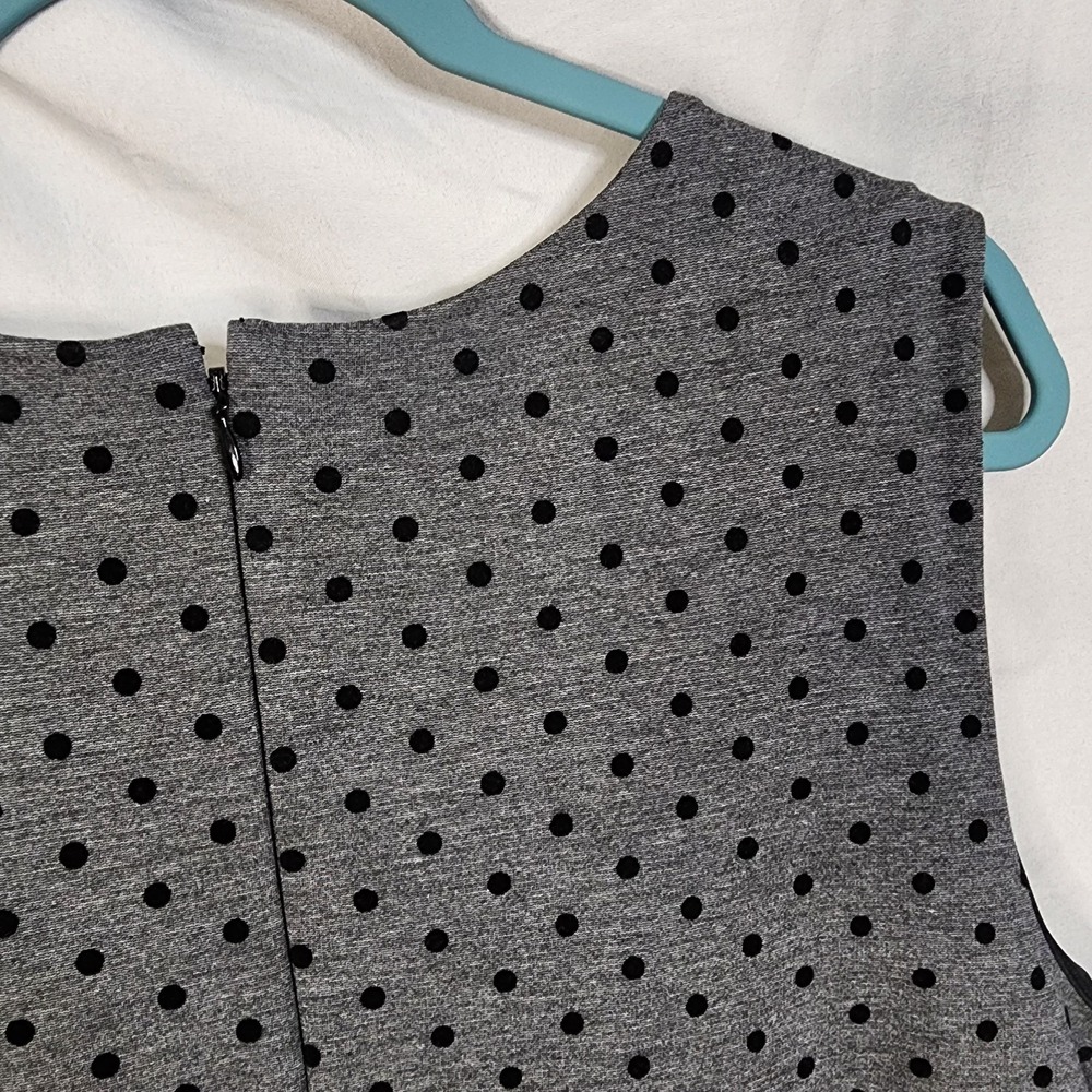 LANDS END Size 24W Grey Black Polka Dot Sleeveless Pockets Ponte Knit Dress EUC - Picture 8 of 11
